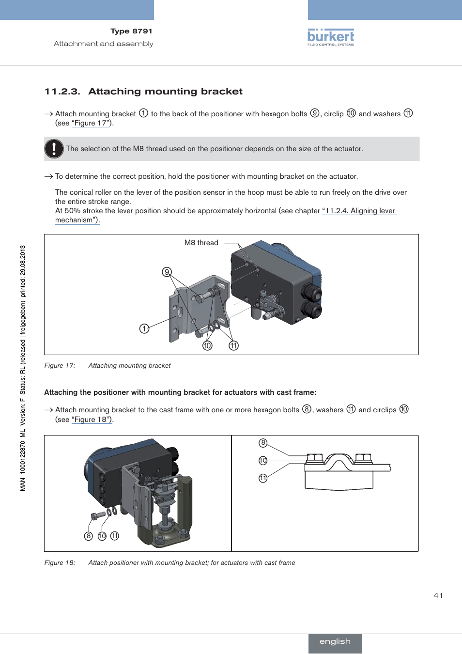 Attaching mounting bracket | Burkert Type 8791 User Manual | Page 41 / 184