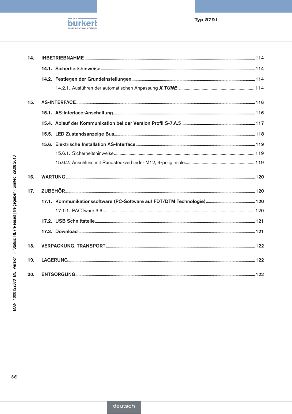 Burkert Type 8791 User Manual | Page 66 / 184