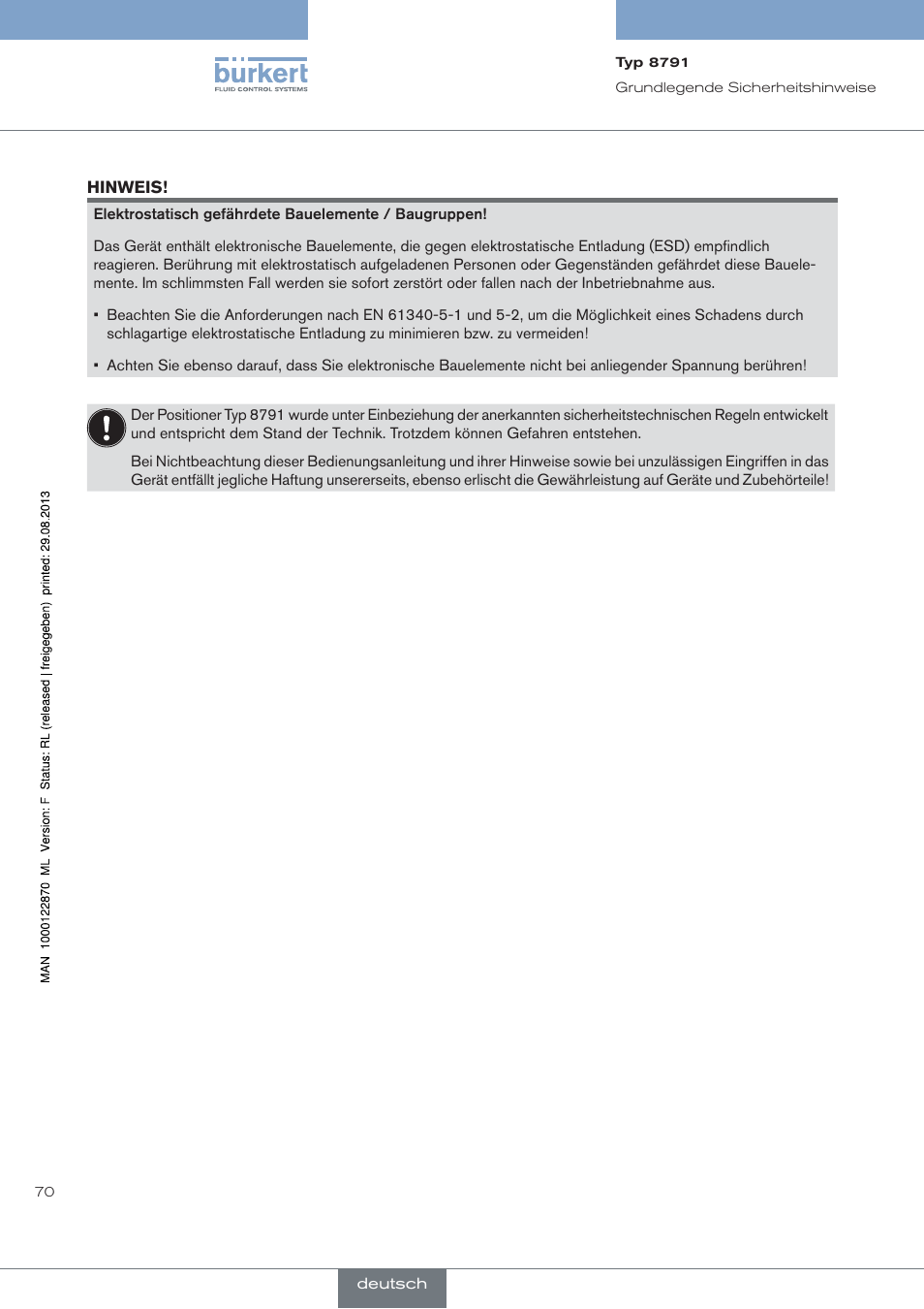 Burkert Type 8791 User Manual | Page 70 / 184