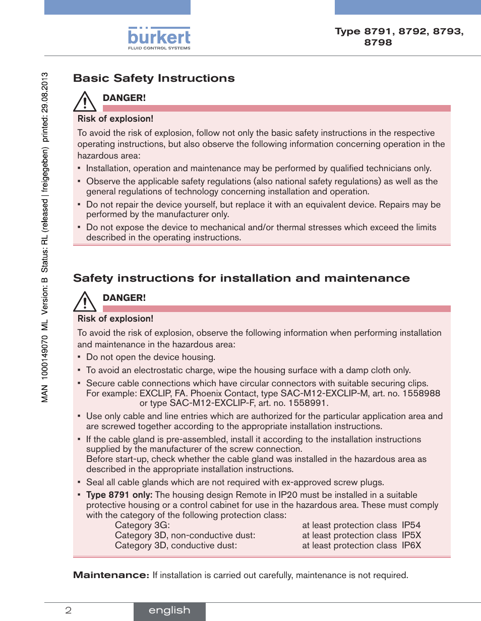Burkert Type 8798 User Manual | Page 2 / 4