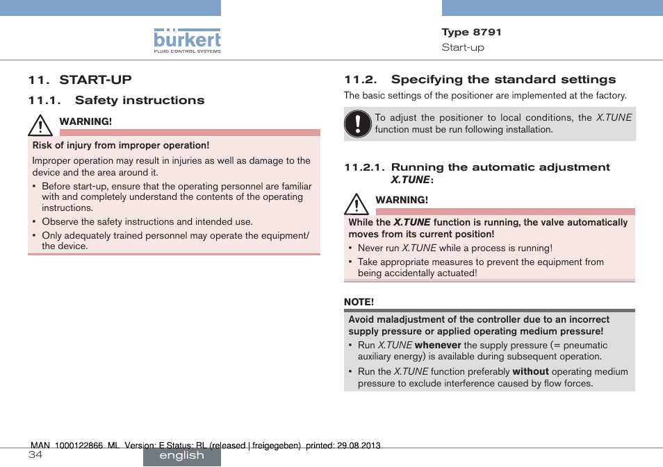Burkert Type 8791 User Manual | Page 34 / 106