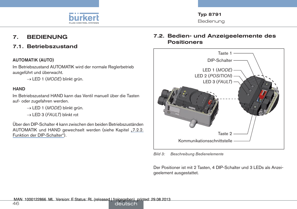 Bedienung | Burkert Type 8791 User Manual | Page 46 / 106