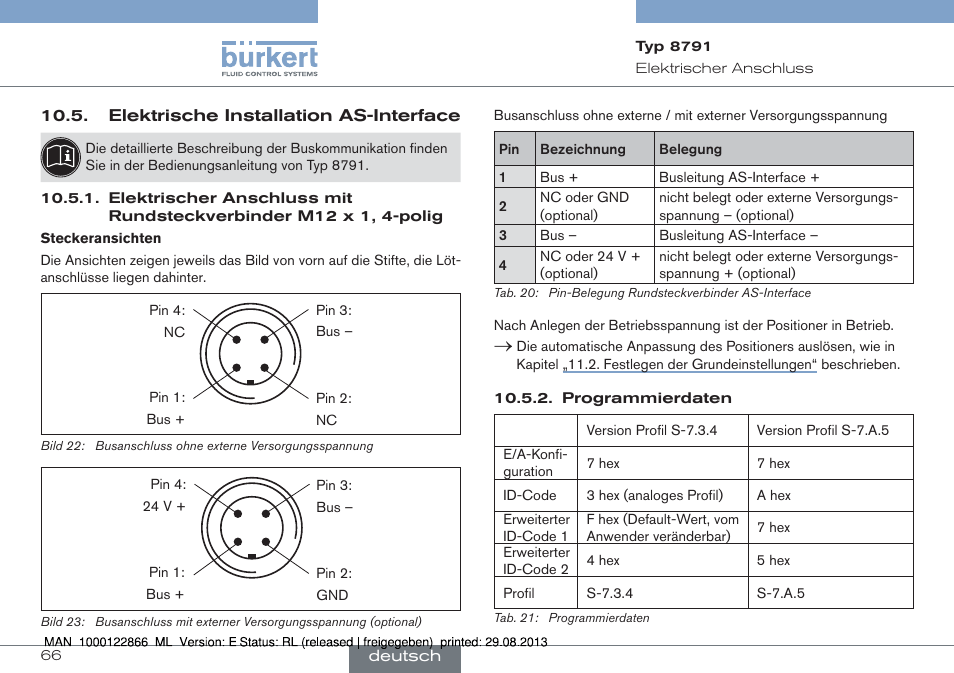 Elektrische installation as-interface | Burkert Type 8791 User Manual | Page 66 / 106