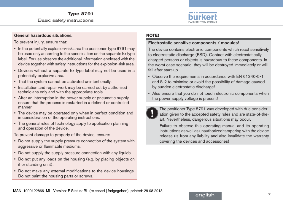 Burkert Type 8791 User Manual | Page 7 / 106