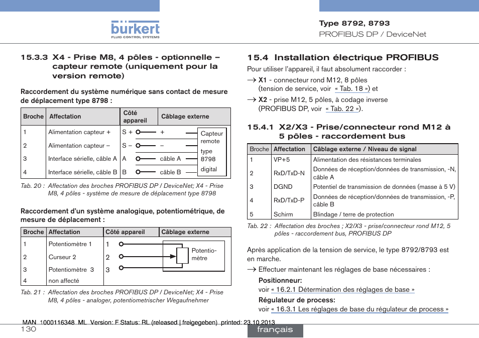 4 installation électrique profibus | Burkert Type 8793 User Manual | Page 130 / 136