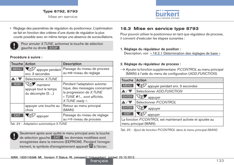 3 mise en service type 8793 | Burkert Type 8793 User Manual | Page 133 / 136