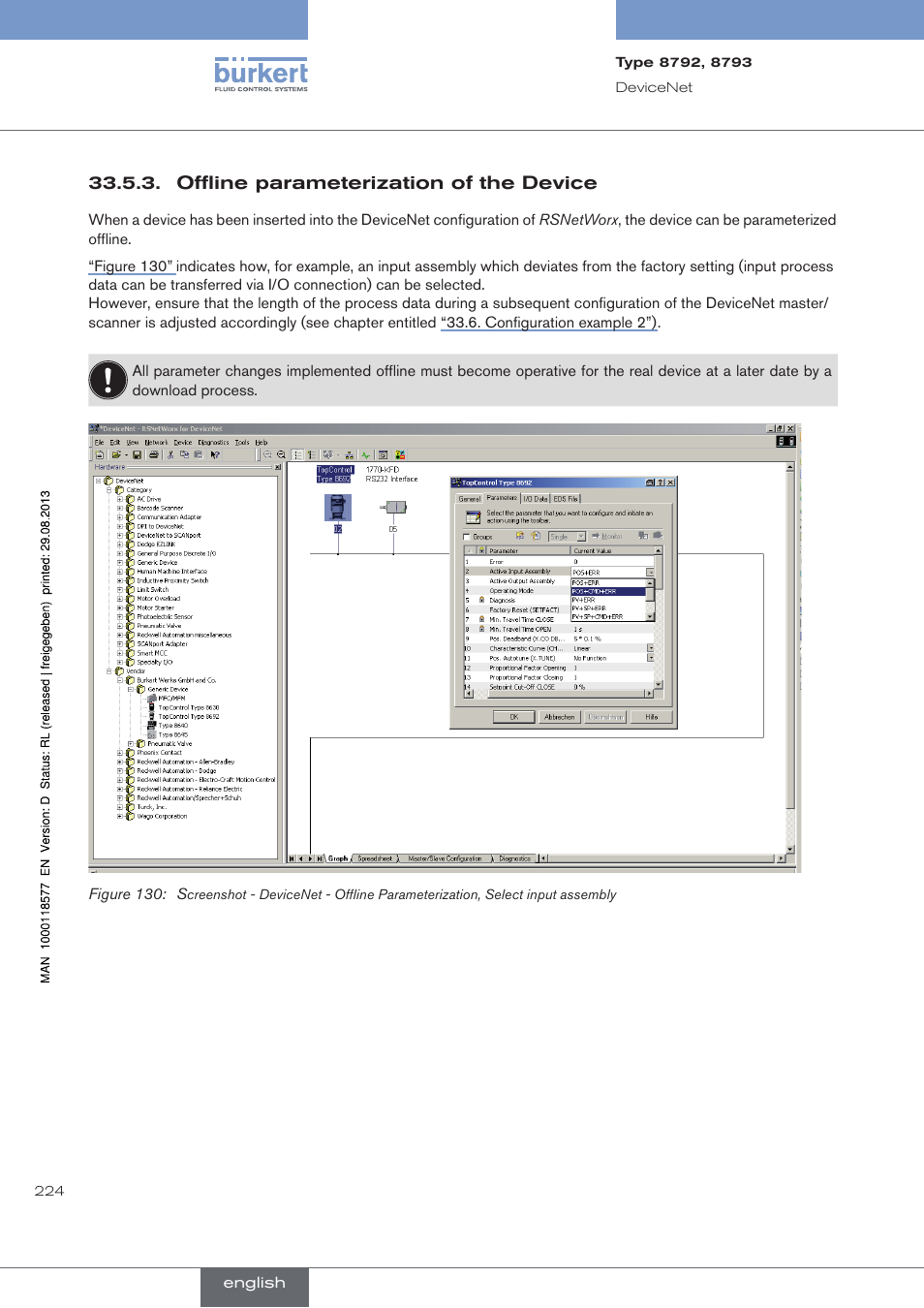 Offline parameterization of the device | Burkert Type 8793 User Manual | Page 224 / 252