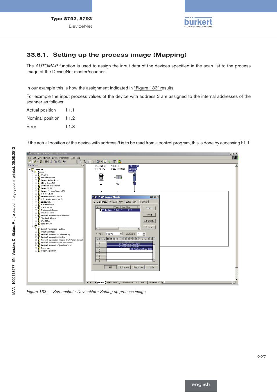 Setting up the process image (mapping) | Burkert Type 8793 User Manual | Page 227 / 252