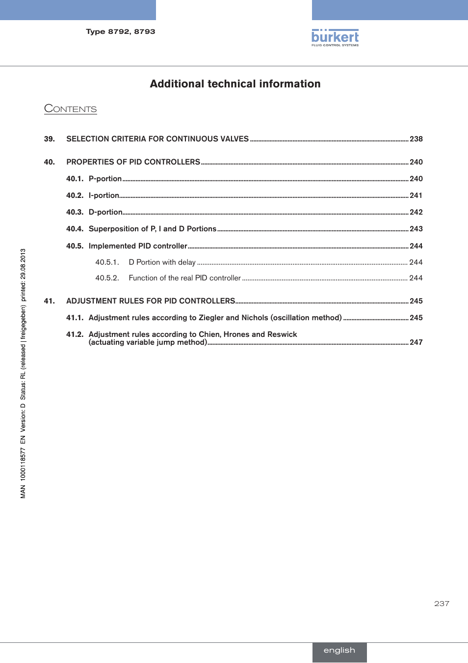 Additional technical information | Burkert Type 8793 User Manual | Page 237 / 252