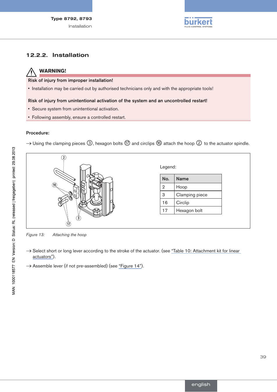 Installation | Burkert Type 8793 User Manual | Page 39 / 252