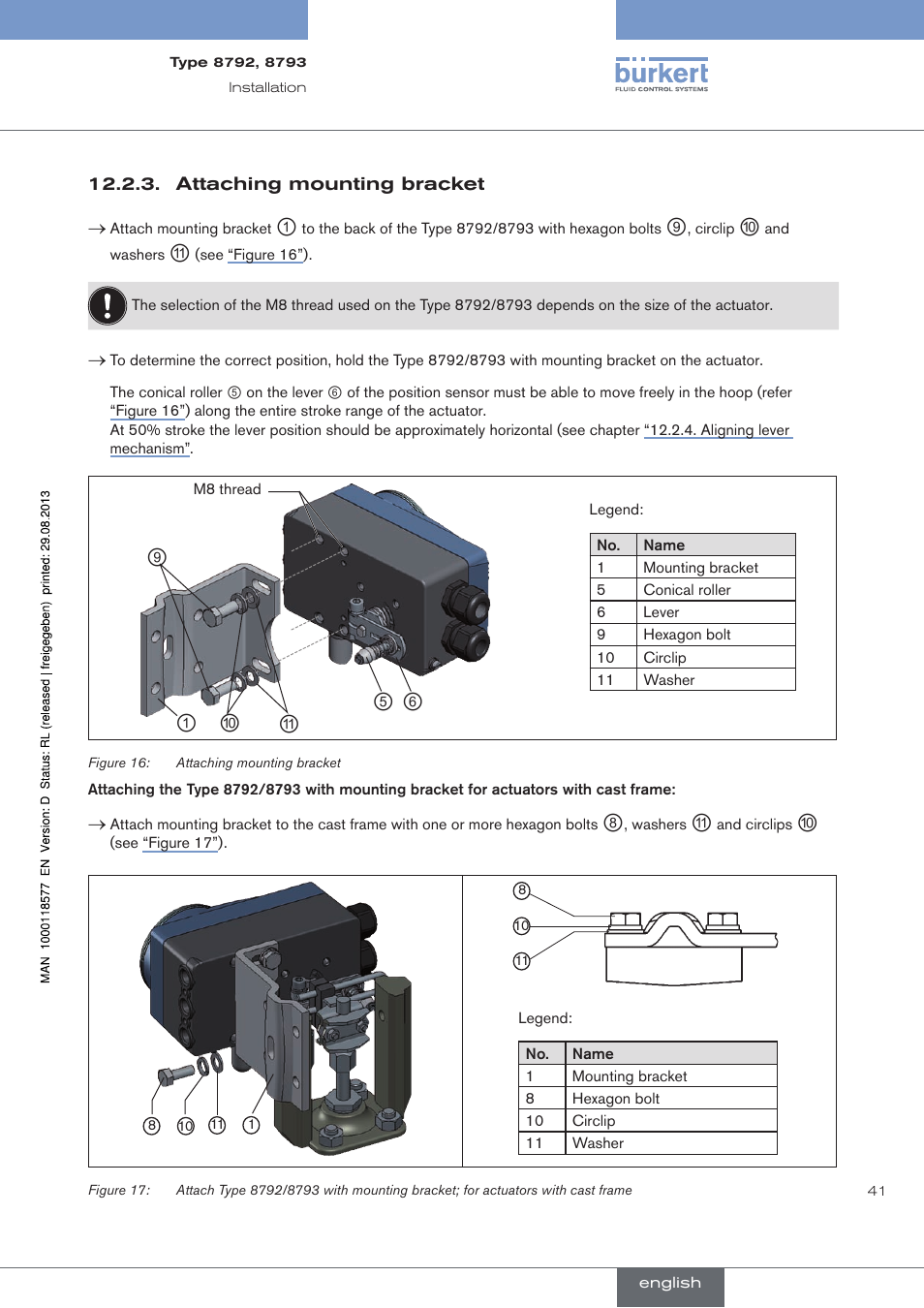 Attaching mounting bracket | Burkert Type 8793 User Manual | Page 41 / 252