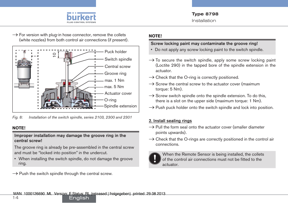 Burkert Type 8798 User Manual | Page 14 / 106