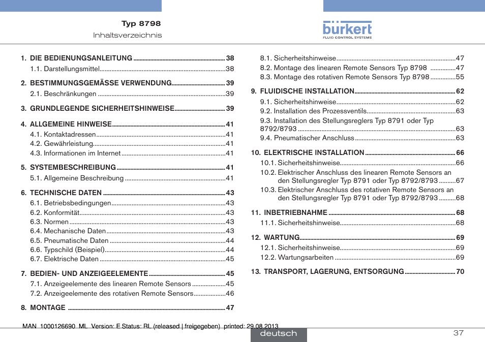 Burkert Type 8798 User Manual | Page 37 / 106