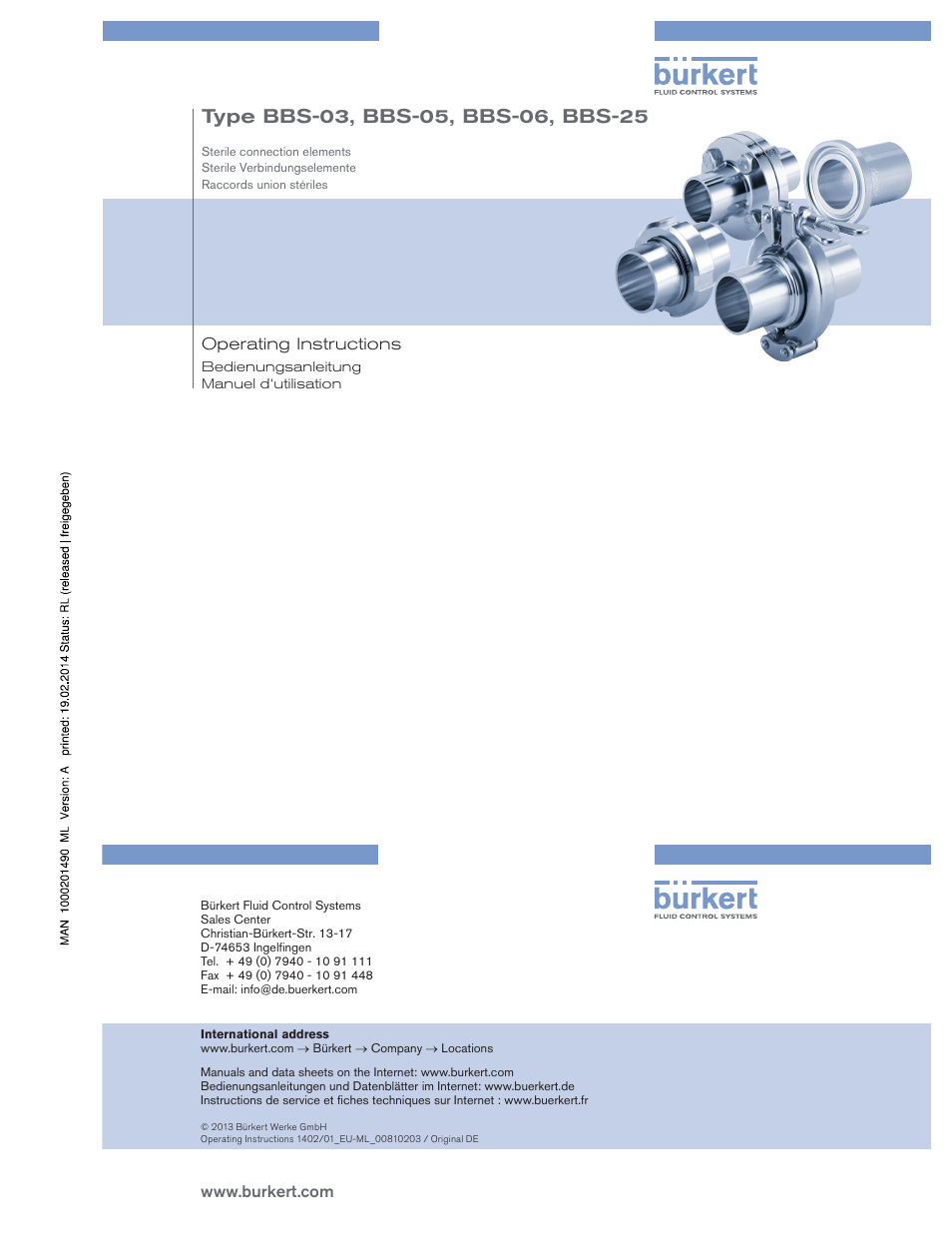 Français | Burkert Type BBS-25 User Manual | Page 9 / 12