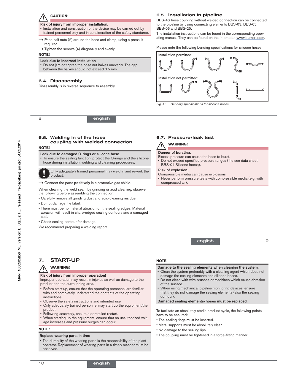 Start-up | Burkert Type BBS-4S User Manual | Page 4 / 15