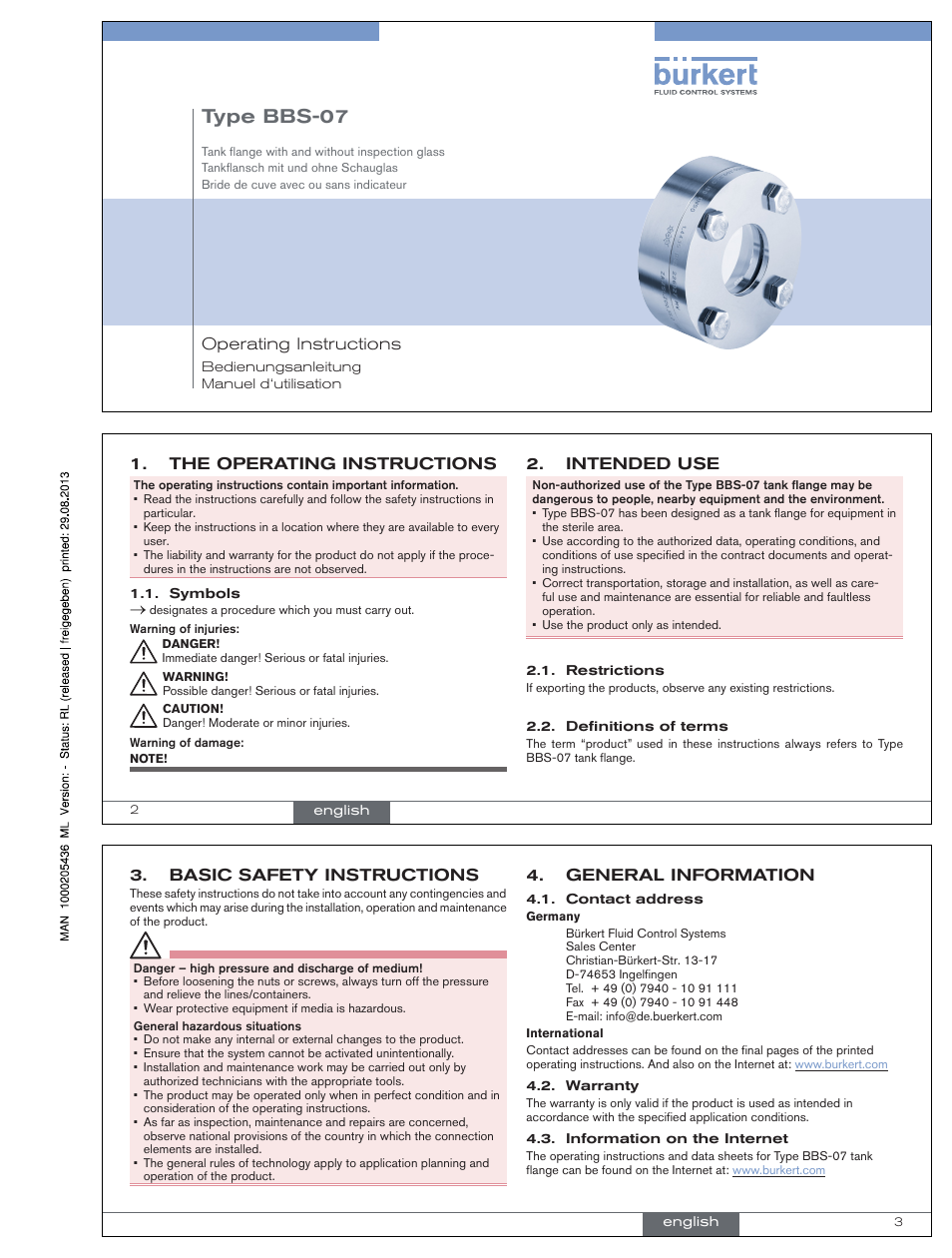 Burkert Type BBS-07 User Manual | 9 pages