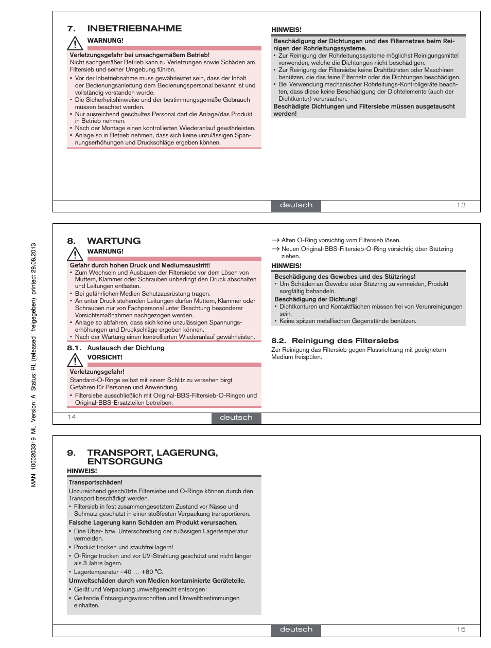 Inbetriebnahme, Wartung, Transport, lagerung, entsorgung | Burkert Type BBS-10 User Manual | Page 5 / 8