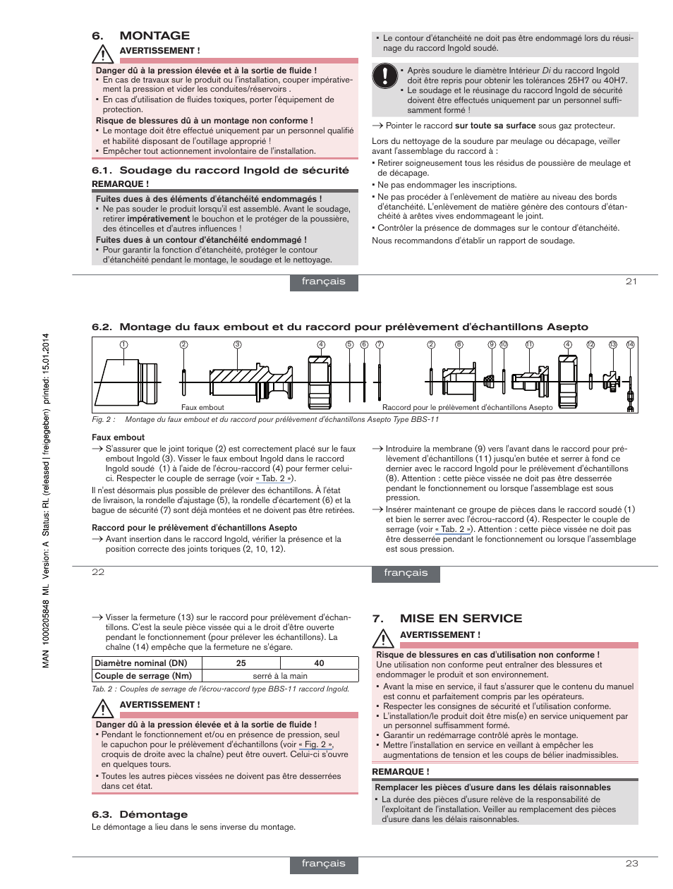 Montage, Mise en service | Burkert Type BBS-11 User Manual | Page 11 / 12