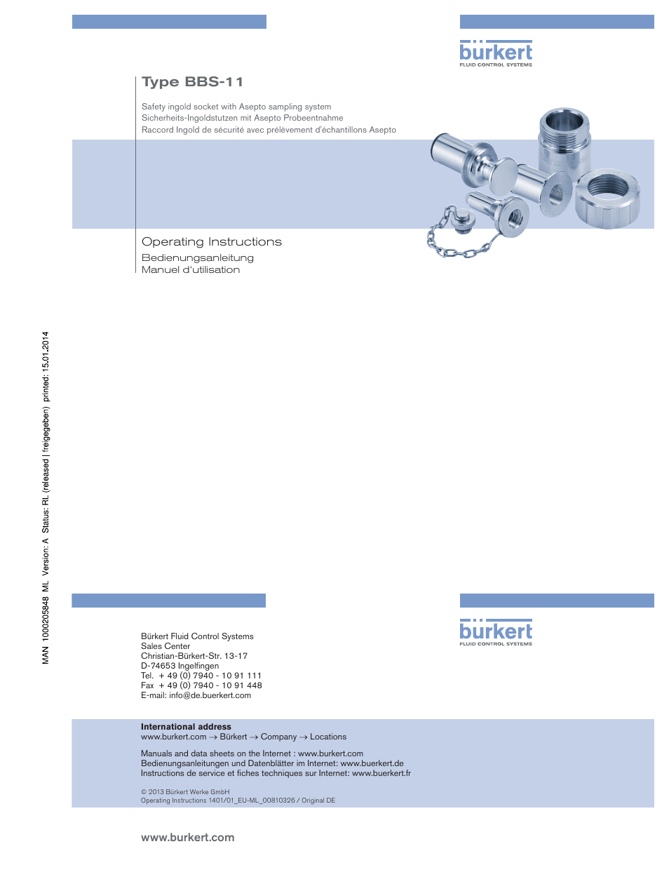 Deutsch, Type bbs-11 | Burkert Type BBS-11 User Manual | Page 5 / 12