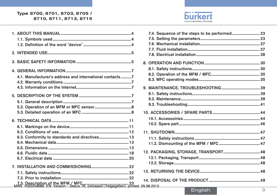 Burkert Type 8715 User Manual | Page 3 / 52