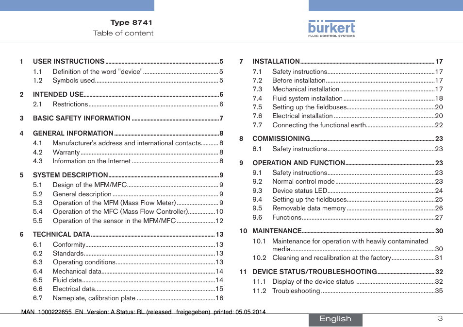 Ma8741_multimfc_00810383_en_00 | Burkert Type 8741 User Manual | Page 3 / 42