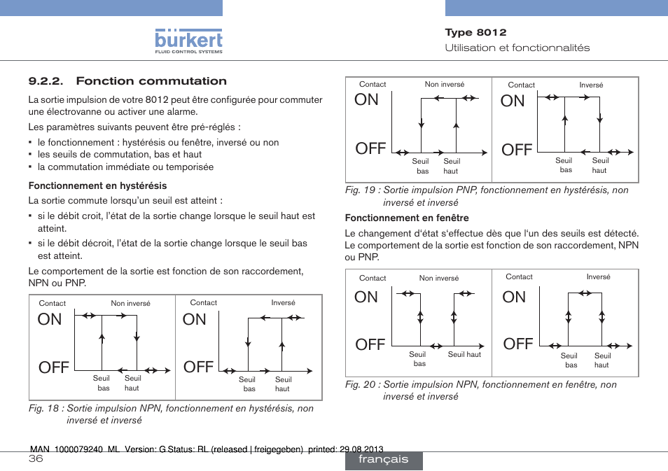 Fonction commutation, On off | Burkert Type 8012 User Manual | Page 124 / 136