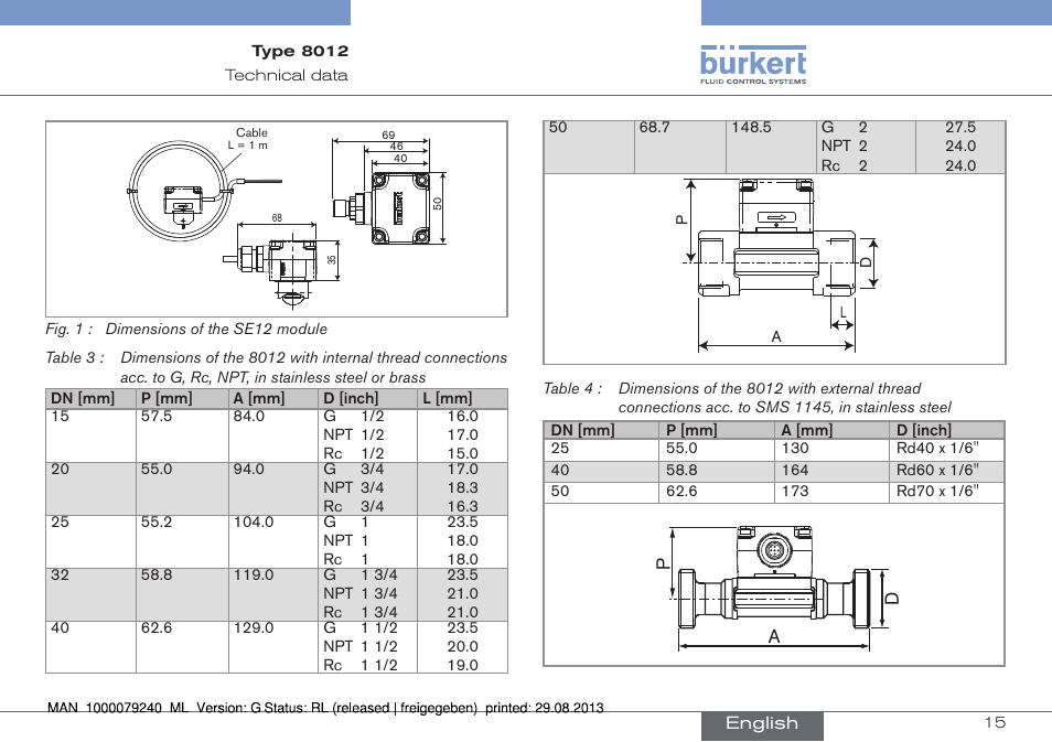 Burkert Type 8012 User Manual | Page 15 / 136