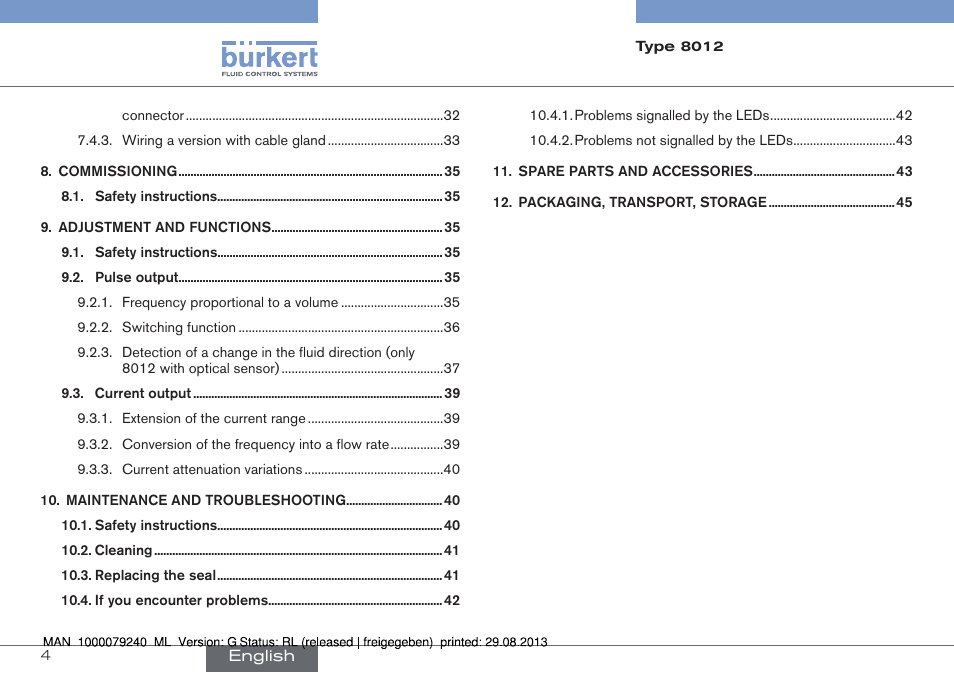 Burkert Type 8012 User Manual | Page 4 / 136