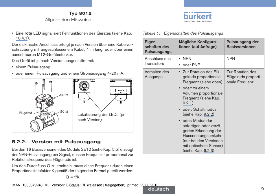 Version mit pulsausgang | Burkert Type 8012 User Manual | Page 53 / 136