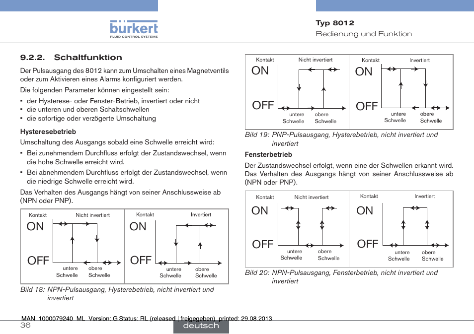 Schaltfunktion, On off | Burkert Type 8012 User Manual | Page 80 / 136