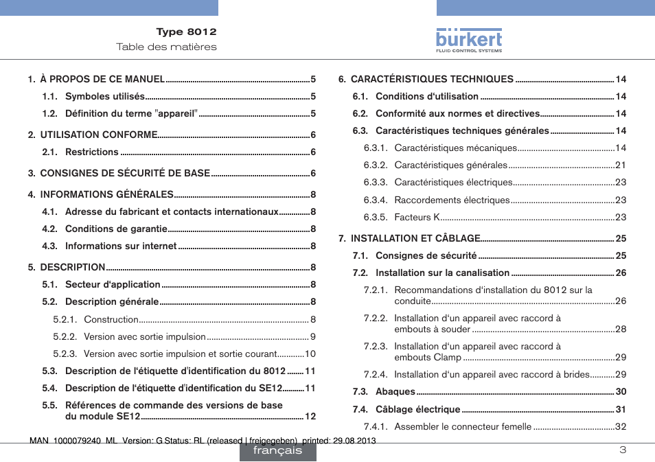 Manuel d'utilisation | Burkert Type 8012 User Manual | Page 91 / 136