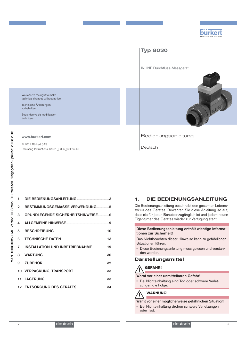 Typ 8030 | Burkert Type 8030 User Manual | Page 10 / 27