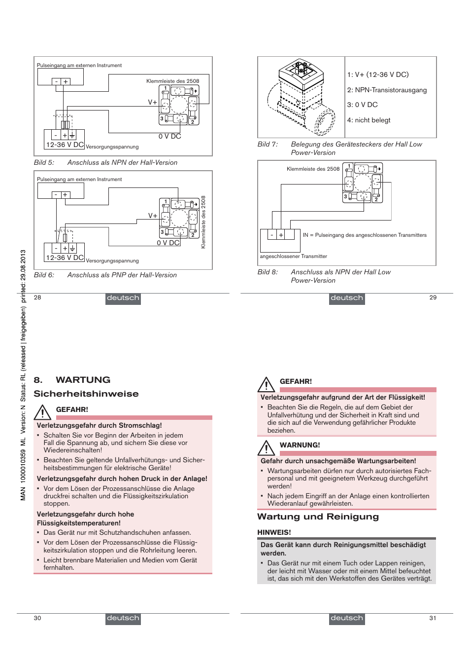 Wartung sicherheitshinweise, Wartung und reinigung | Burkert Type 8030 User Manual | Page 17 / 27