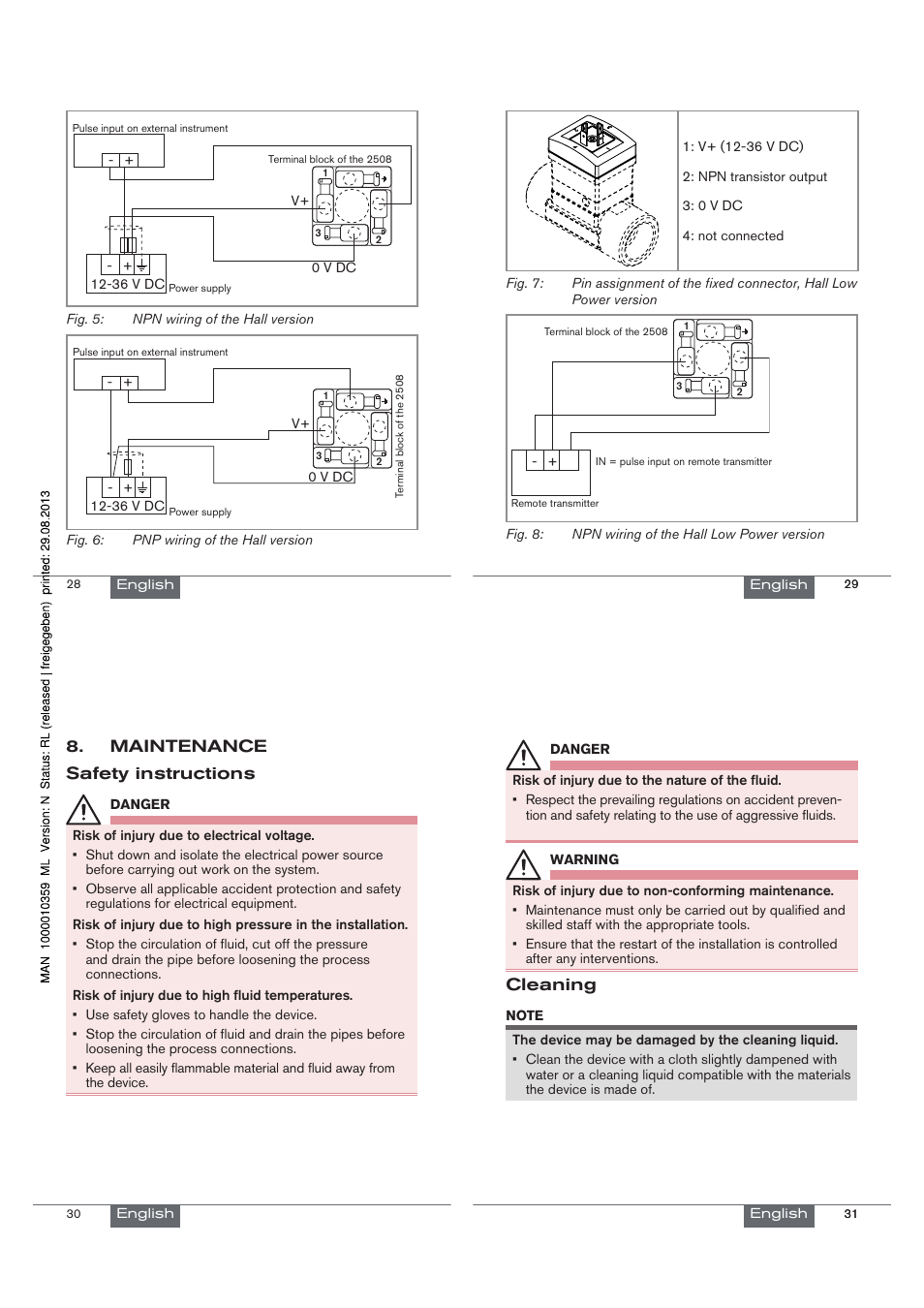 Maintenance safety instructions, Cleaning | Burkert Type 8030 User Manual | Page 8 / 27