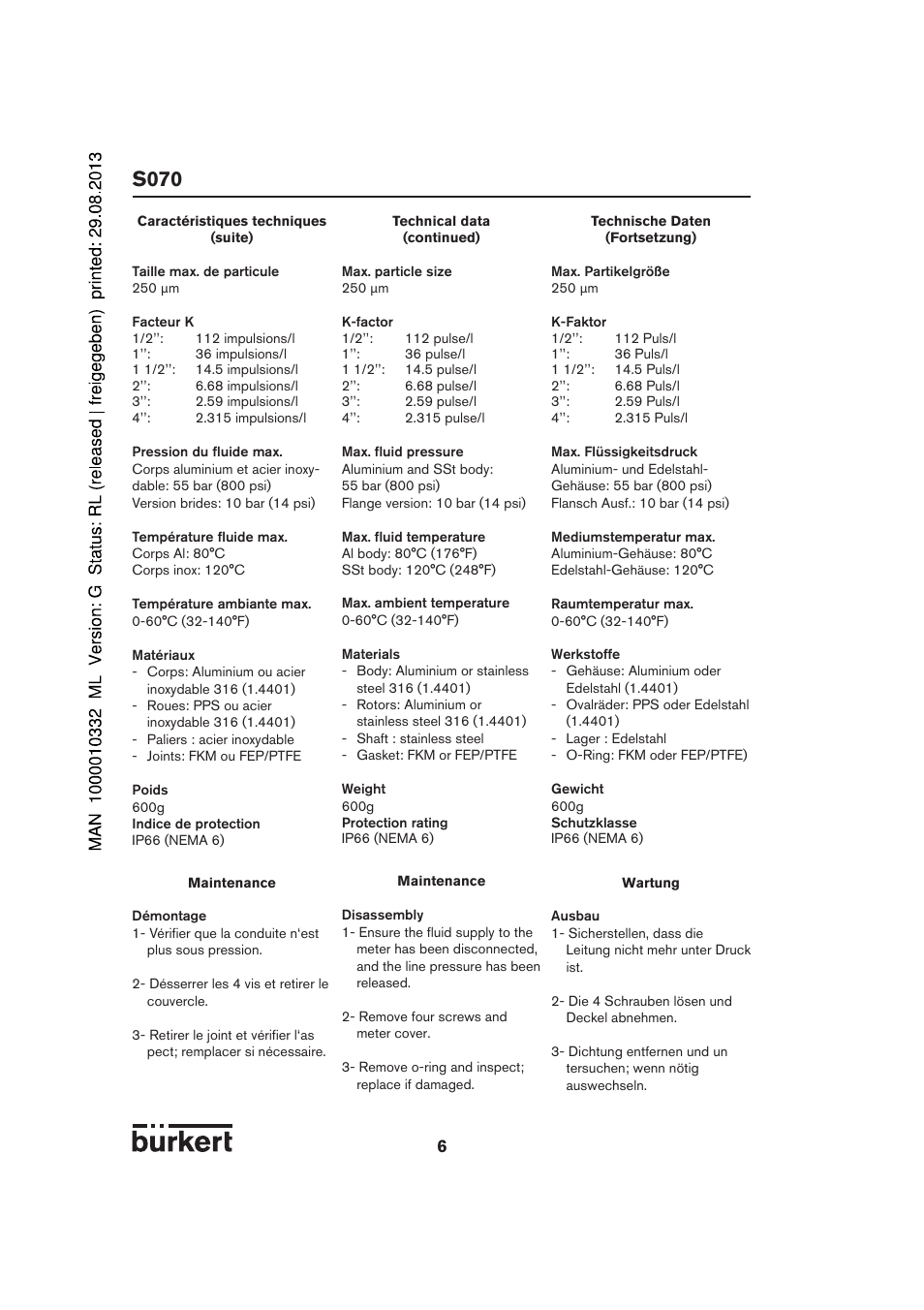 S070 | Burkert Type S070 User Manual | Page 6 / 12