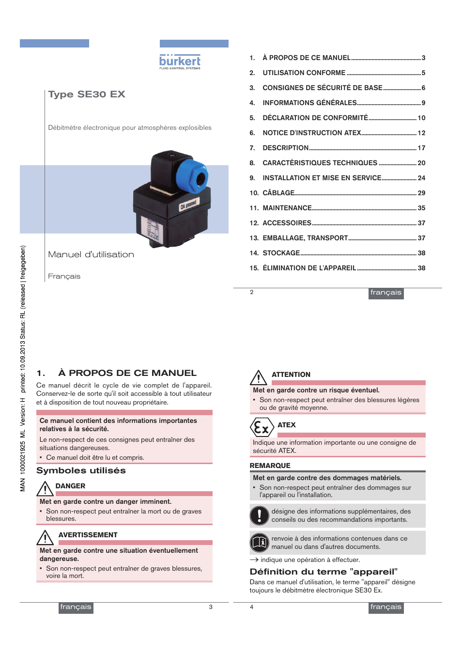 Type se30 ex | Burkert Type SE30EX User Manual | Page 21 / 30