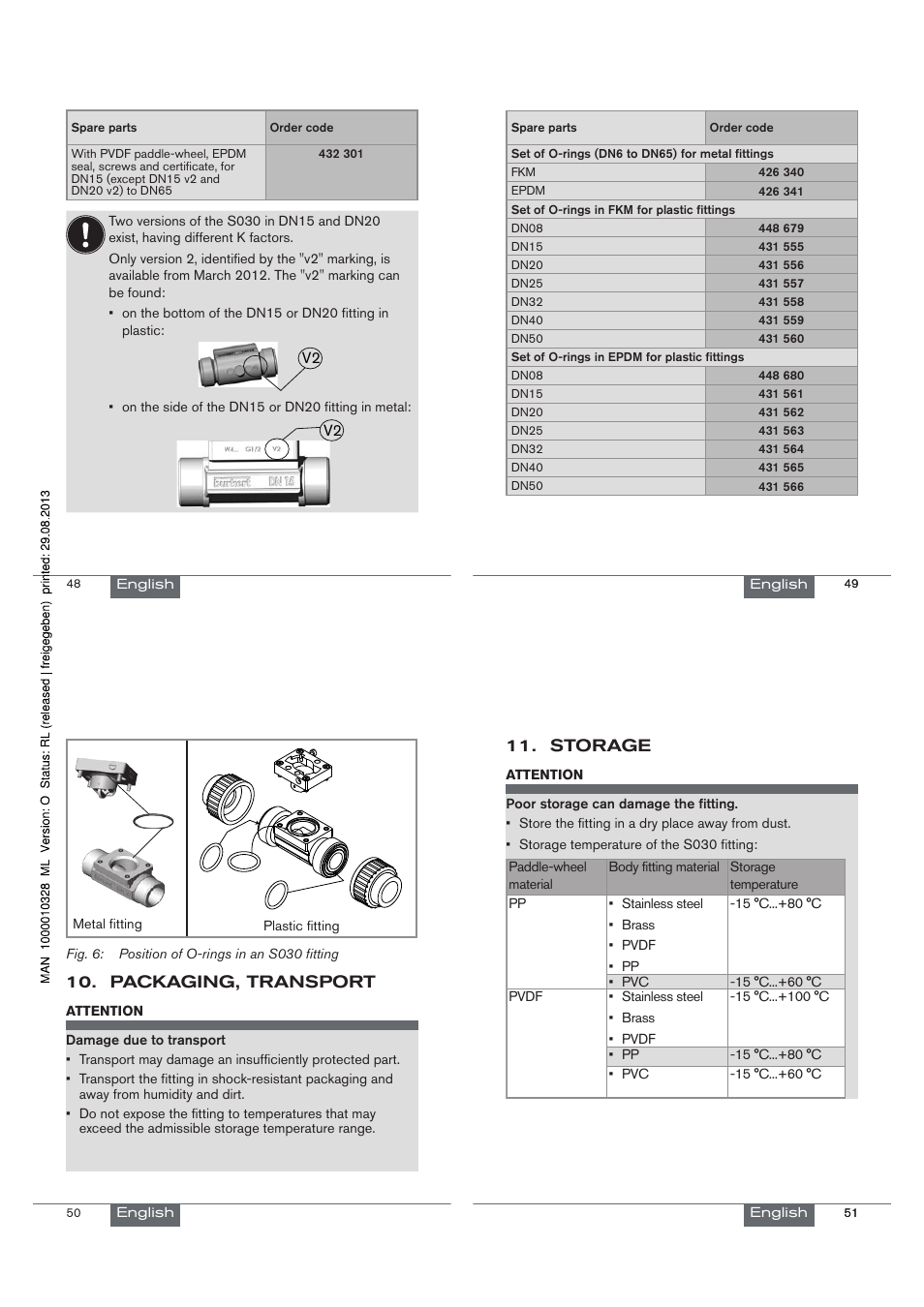 Packaging, transport, Storage | Burkert Type S030 User Manual | Page 13 / 41
