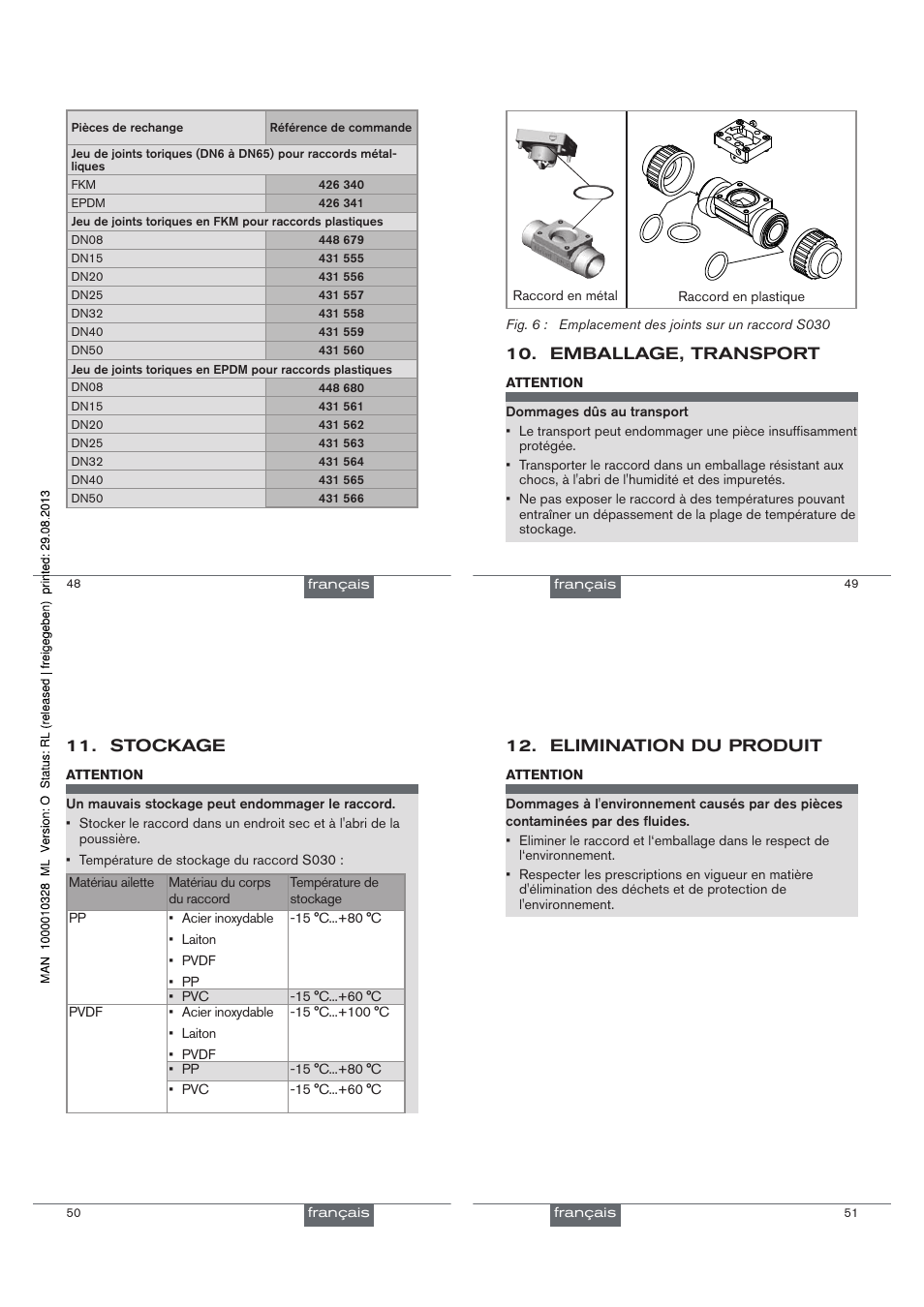 Emballage, transport, Stockage, Elimination du produit | Burkert Type S030 User Manual | Page 41 / 41