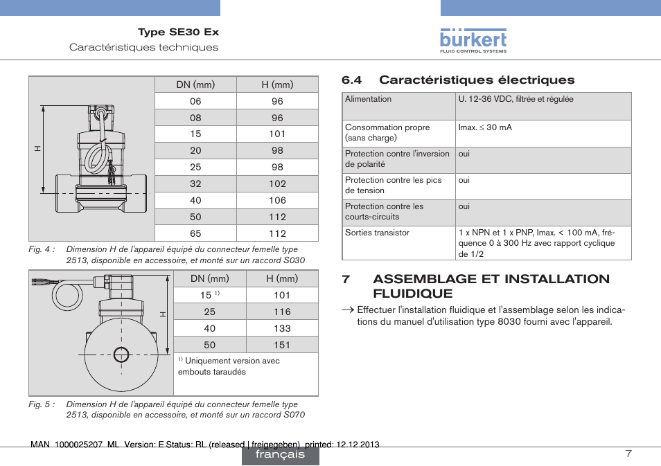 7assemblage et installation fluidique | Burkert Type 8030 User Manual | Page 23 / 28