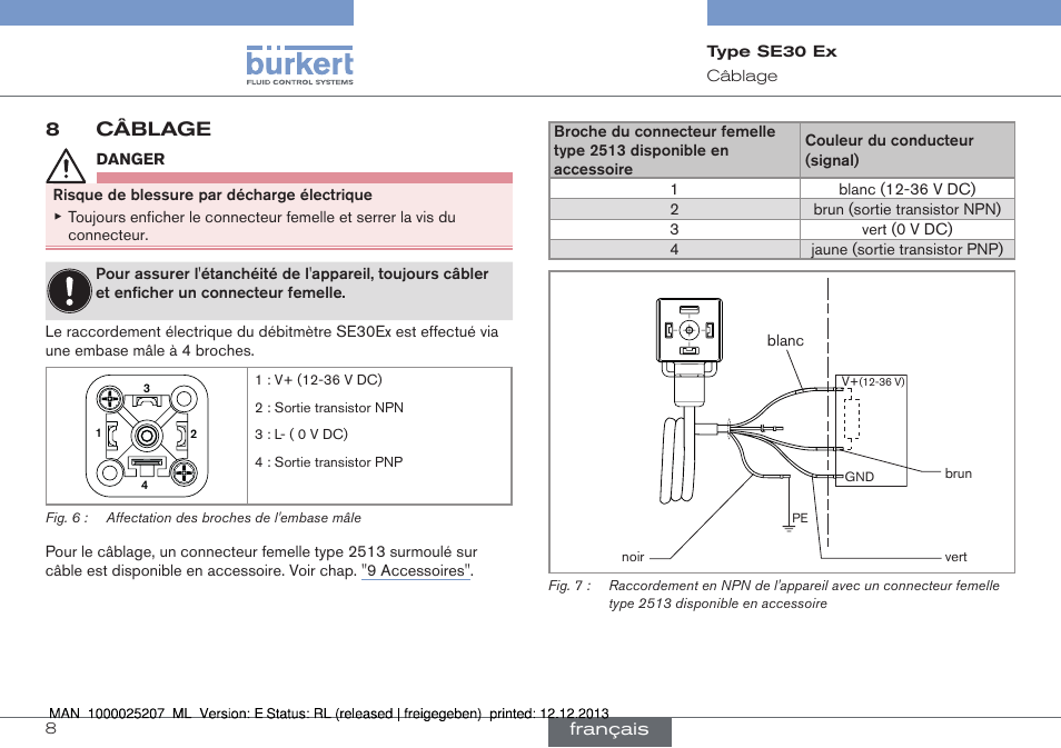 8câblage | Burkert Type 8030 User Manual | Page 24 / 28