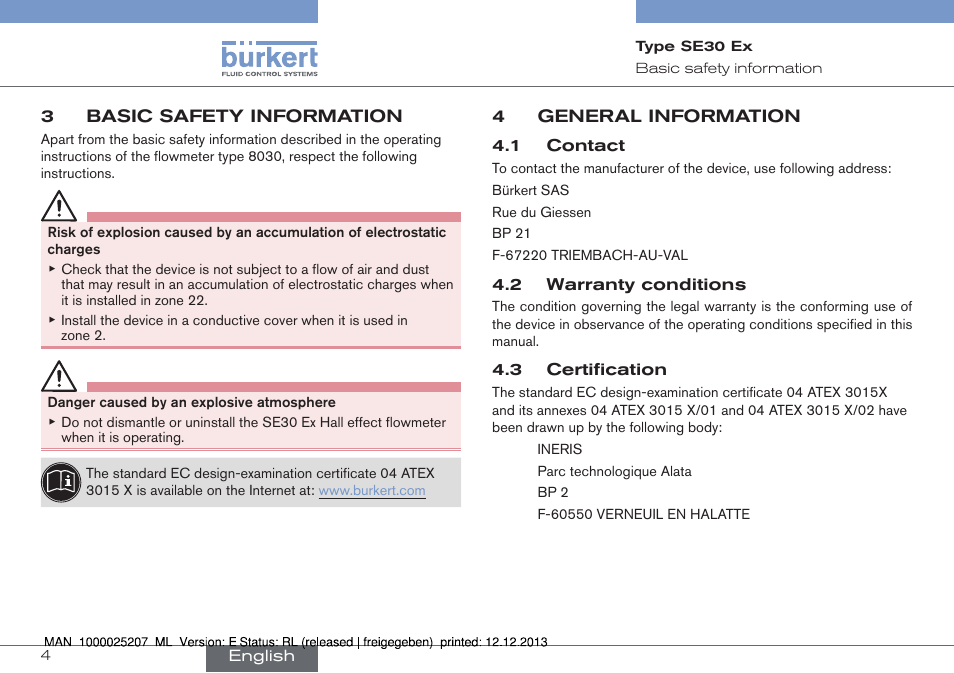 Burkert Type 8030 User Manual | Page 4 / 28