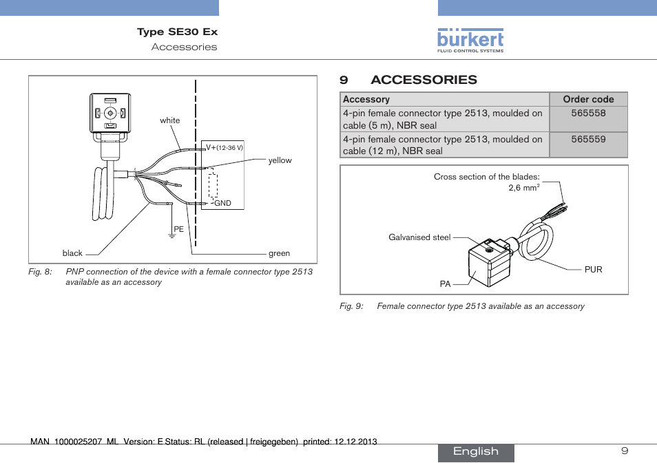 9accessories | Burkert Type 8030 User Manual | Page 9 / 28