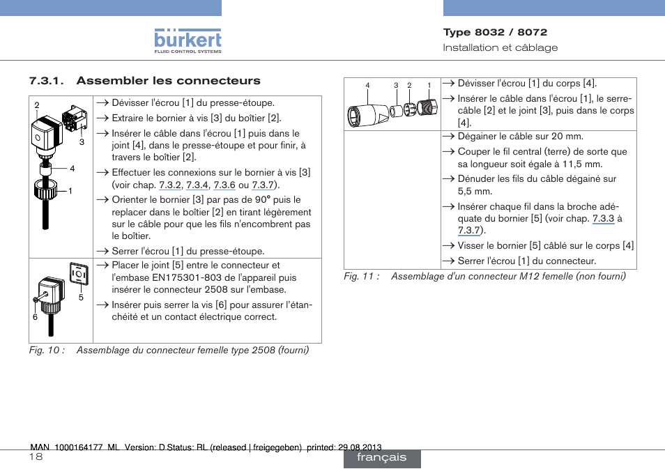 Assembler les connecteurs | Burkert Type 8072 User Manual | Page 112 / 142