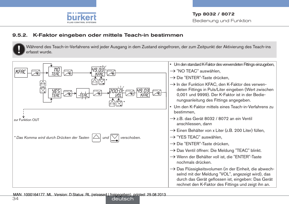 Kfac no | Burkert Type 8072 User Manual | Page 82 / 142