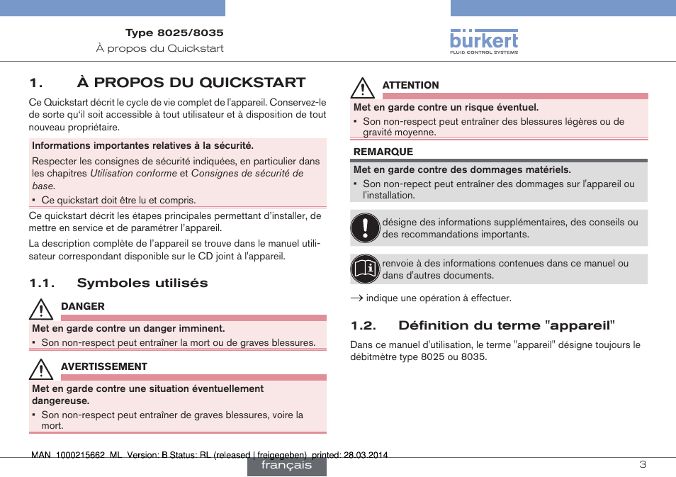 À propos du quickstart | Burkert Type 8035 User Manual | Page 119 / 174