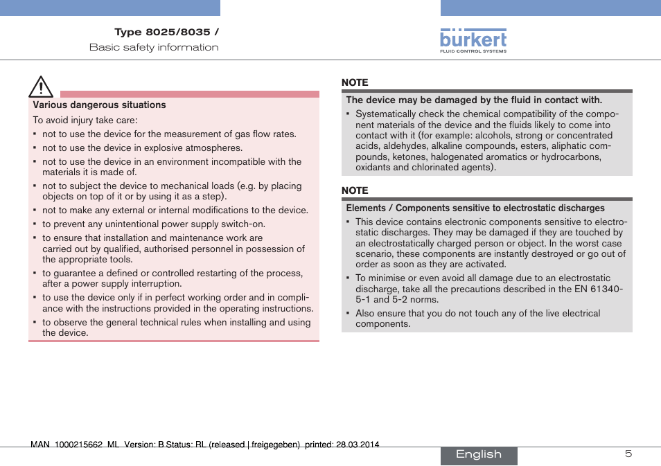 Burkert Type 8035 User Manual | Page 5 / 174