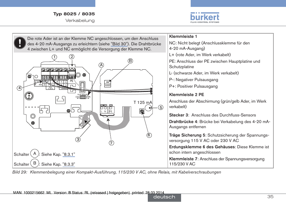 Deutsch, T 125 ma | Burkert Type 8035 User Manual | Page 91 / 174