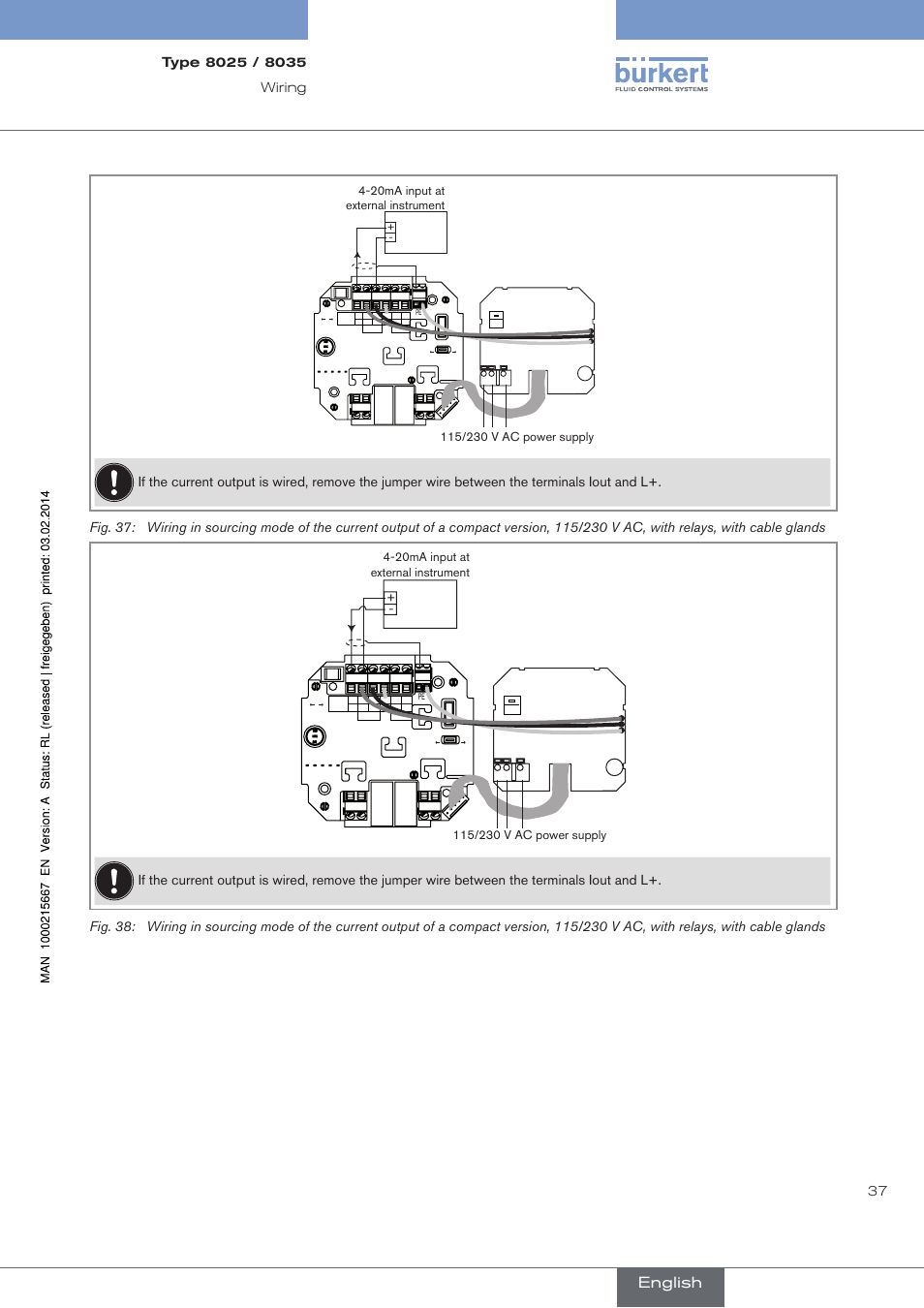 English, T 125 ma | Burkert Type 8025 User Manual | Page 37 / 66