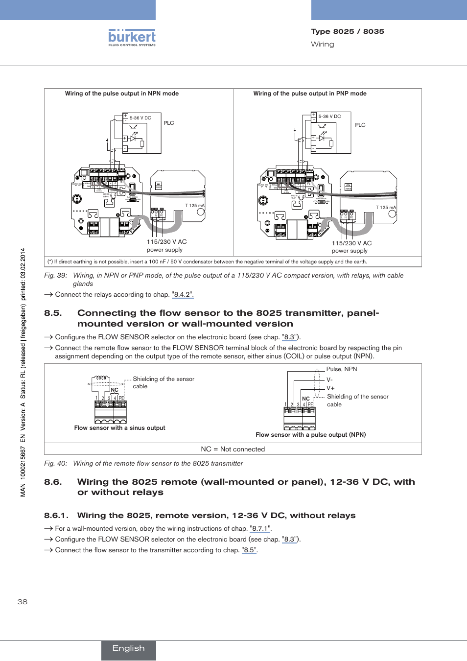 English, Connect the relays according to chap. "8.4.2 | Burkert Type 8025 User Manual | Page 38 / 66