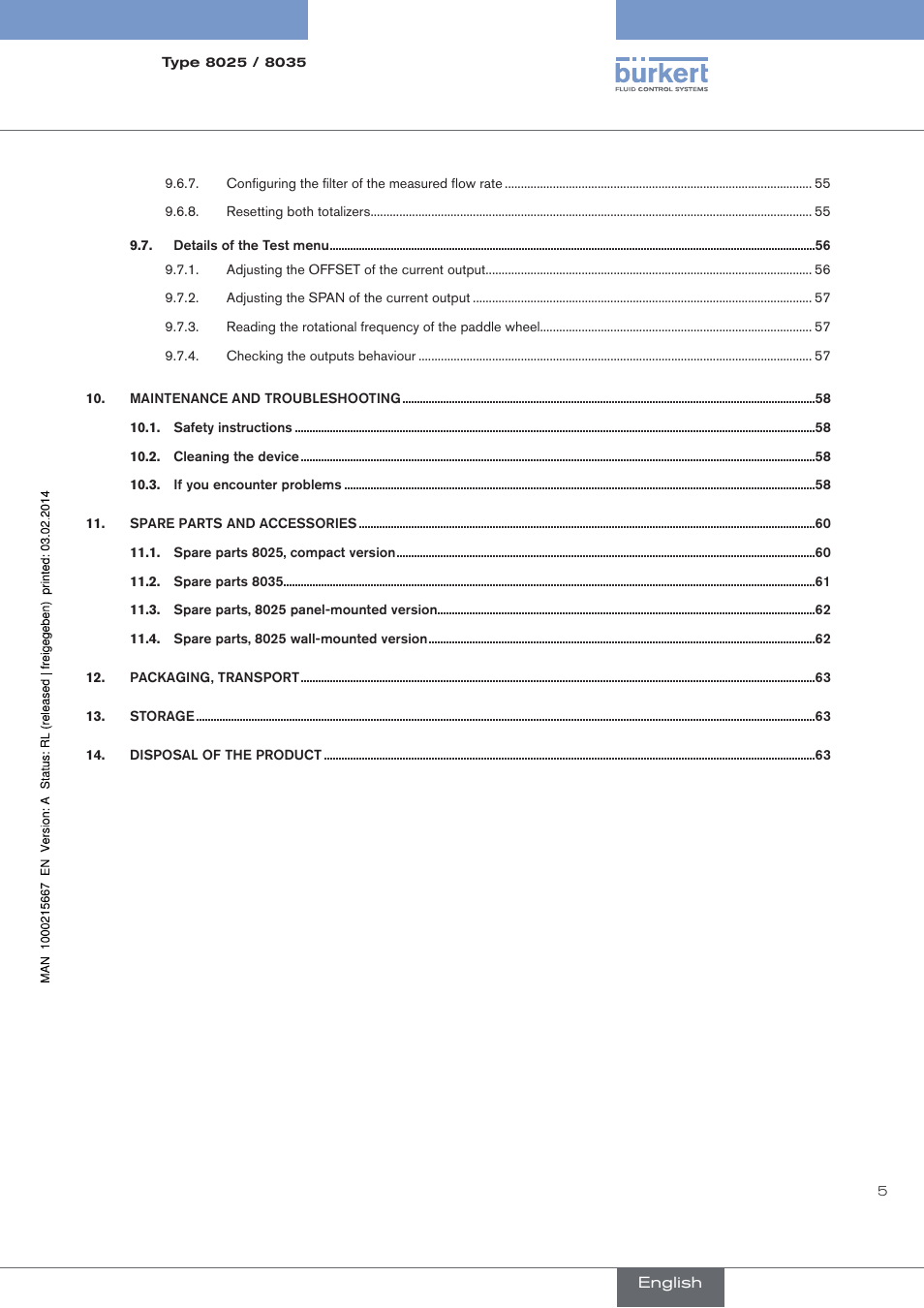 Burkert Type 8025 User Manual | Page 5 / 66